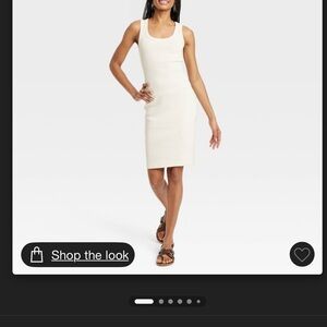 Universal Thread Cream Midi Sheath Dress with Sleeveless Design and Scoop Neck